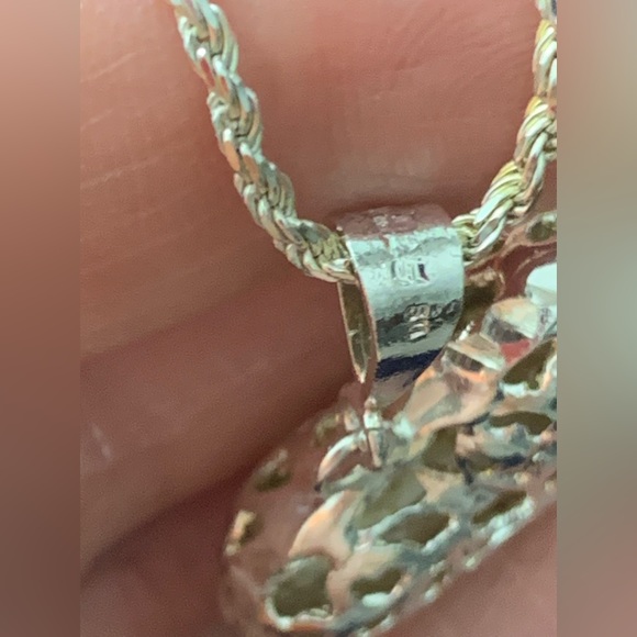 Sterling Heart Pendant Filigree Cut Out Puffy Scrolling Signed SU 925 Vintage - Picture 5 of 10